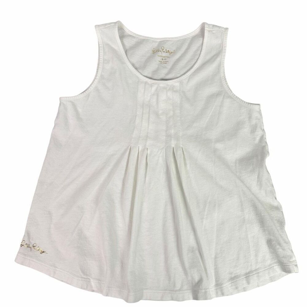 Lilly Pulitzer Large White Bay Tank Pleated